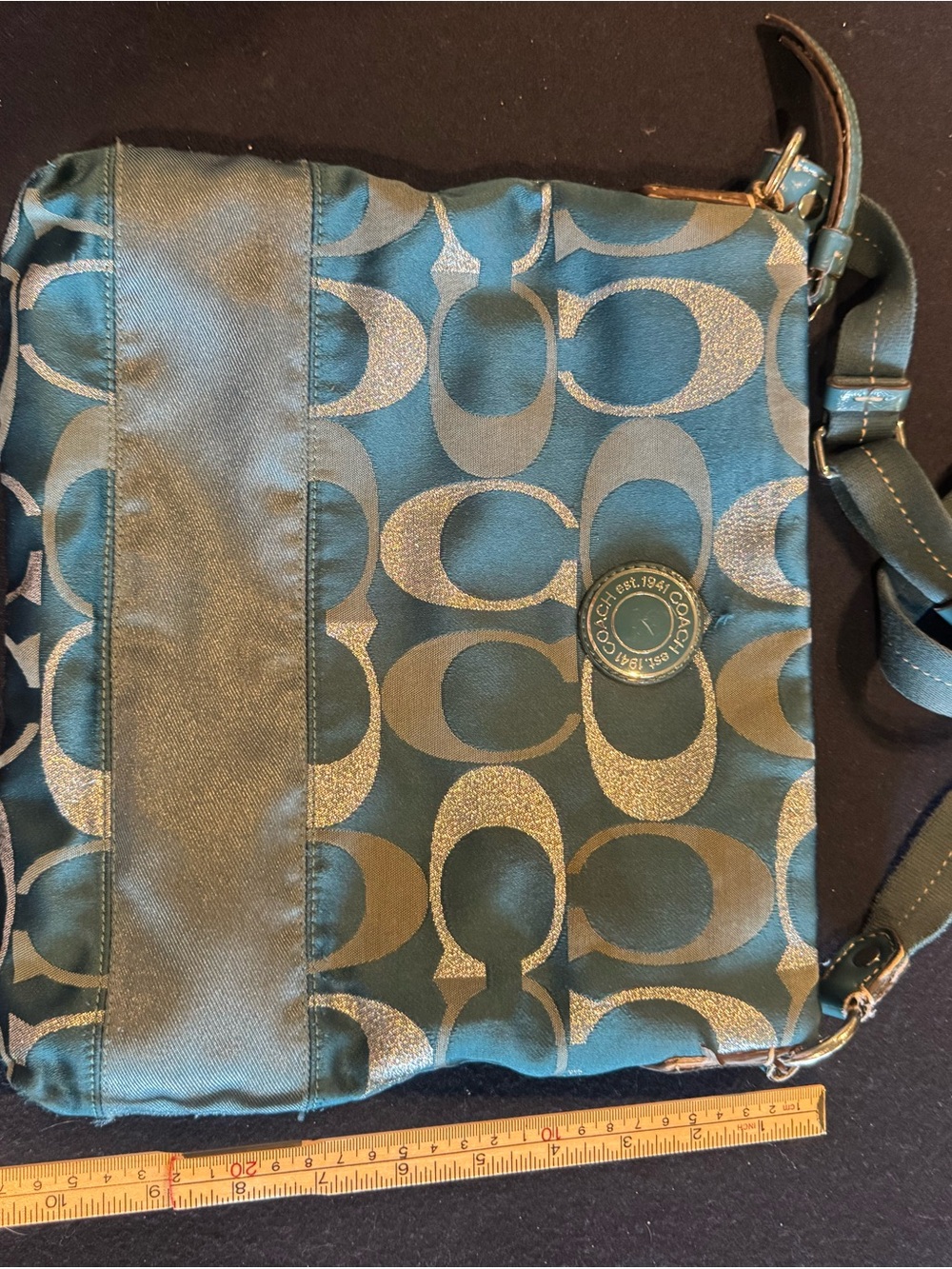 Coach Teal Signature Crossbody Bag - Picture 4 of 11